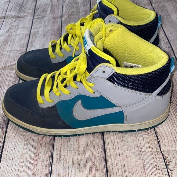 Size 12 - Nike Dunk High Tropical Teal for sale online | eBay 2013 Nike Sb Dunk High Tropical Teal 317982-415 Grey Gray Blue Yellow Navy